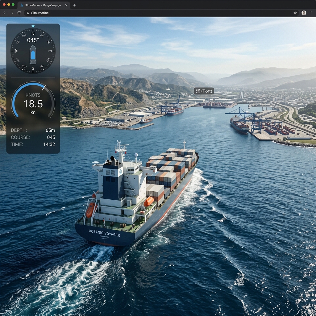 Vessel Simulator — navigate a cargo ship at its live AIS position